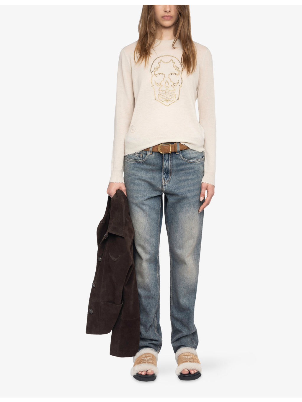 Miss Round-Neck Skull-Embellished Cashmere Jumper - 2