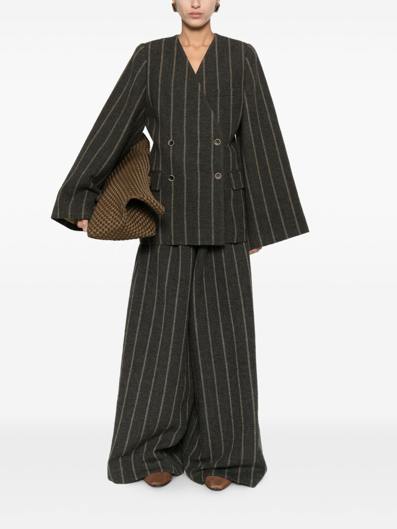 UMA WANG striped double-breasted blazer outlook