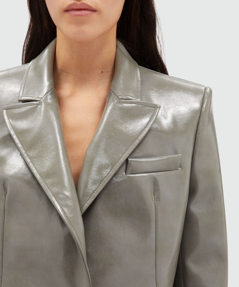 Grey patent leather single-breasted jacket 5