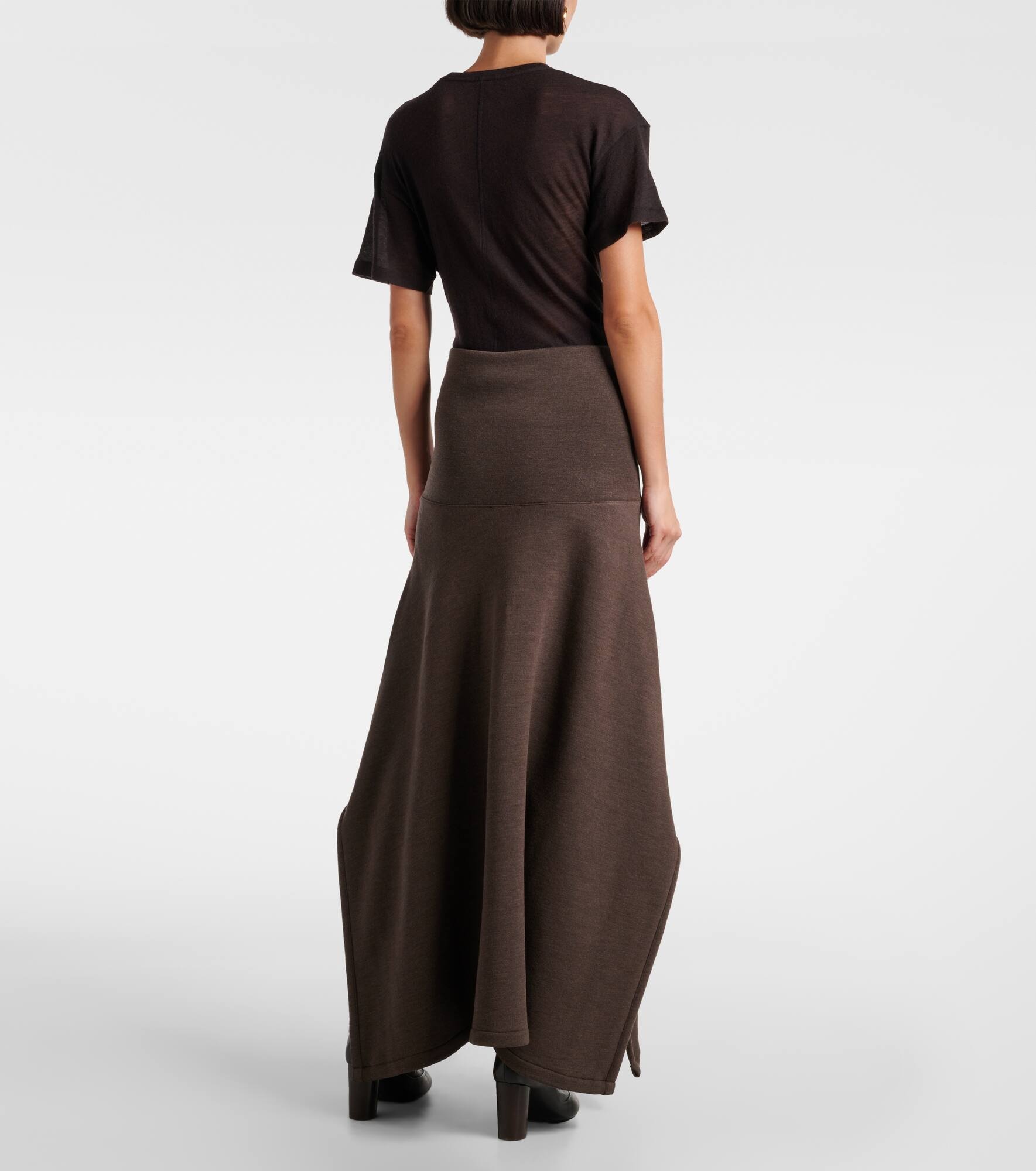 Wool and cotton midi skirt - 3