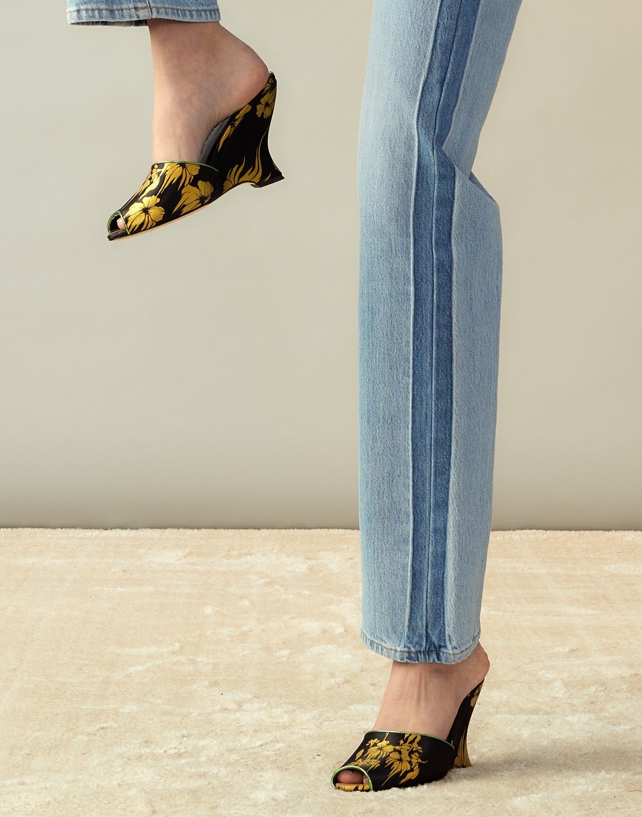 Metallic Gold Foil Satin Wedge - 3