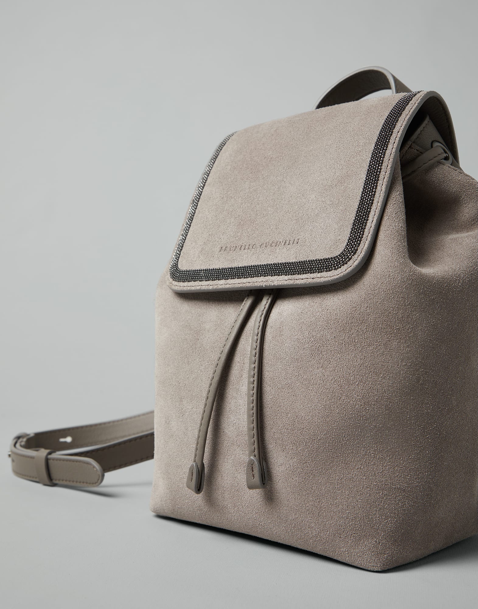 Suede backpack with precious contour - 3