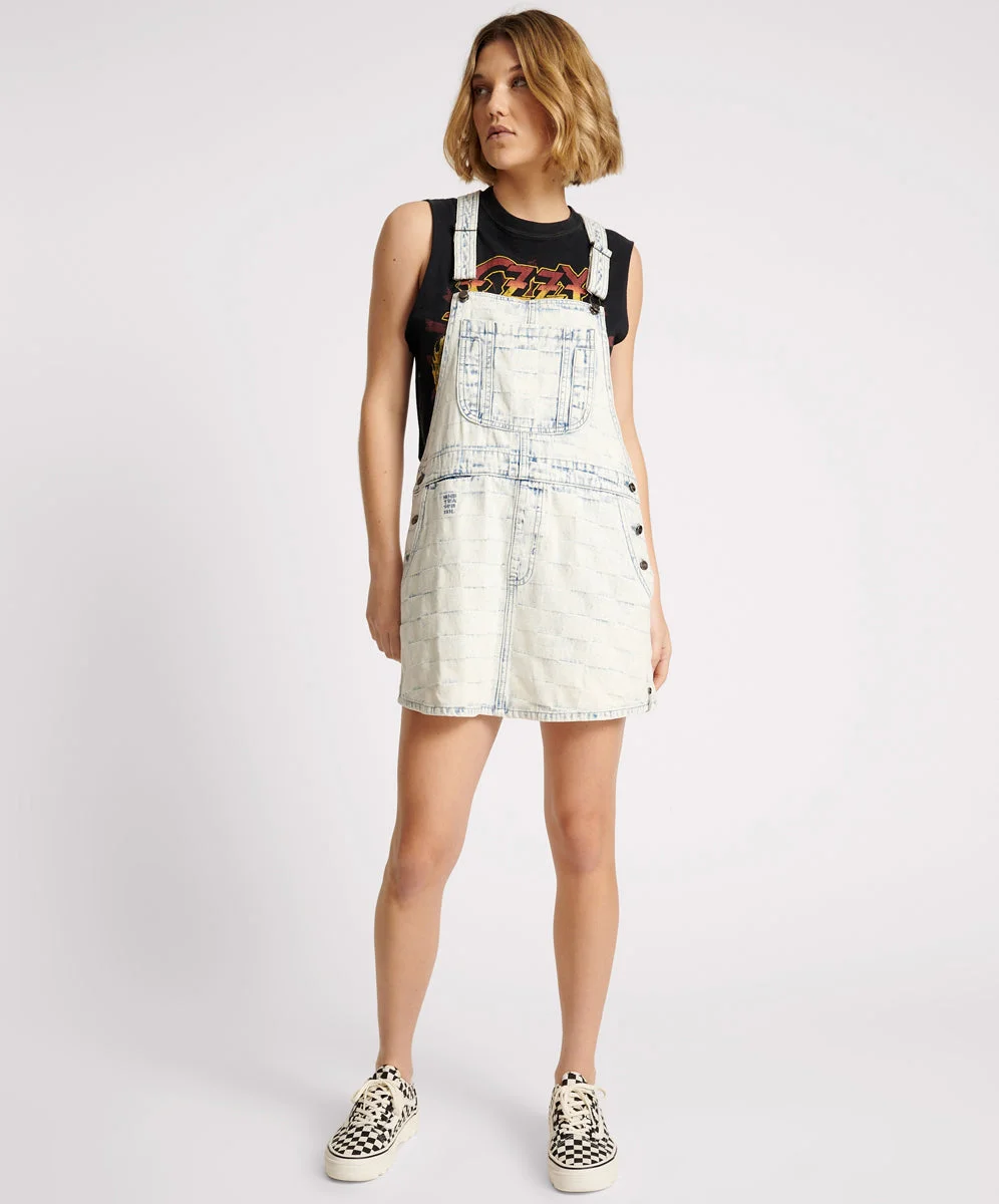 Stanton St Denim Mini Pini Dress - White Check - 1