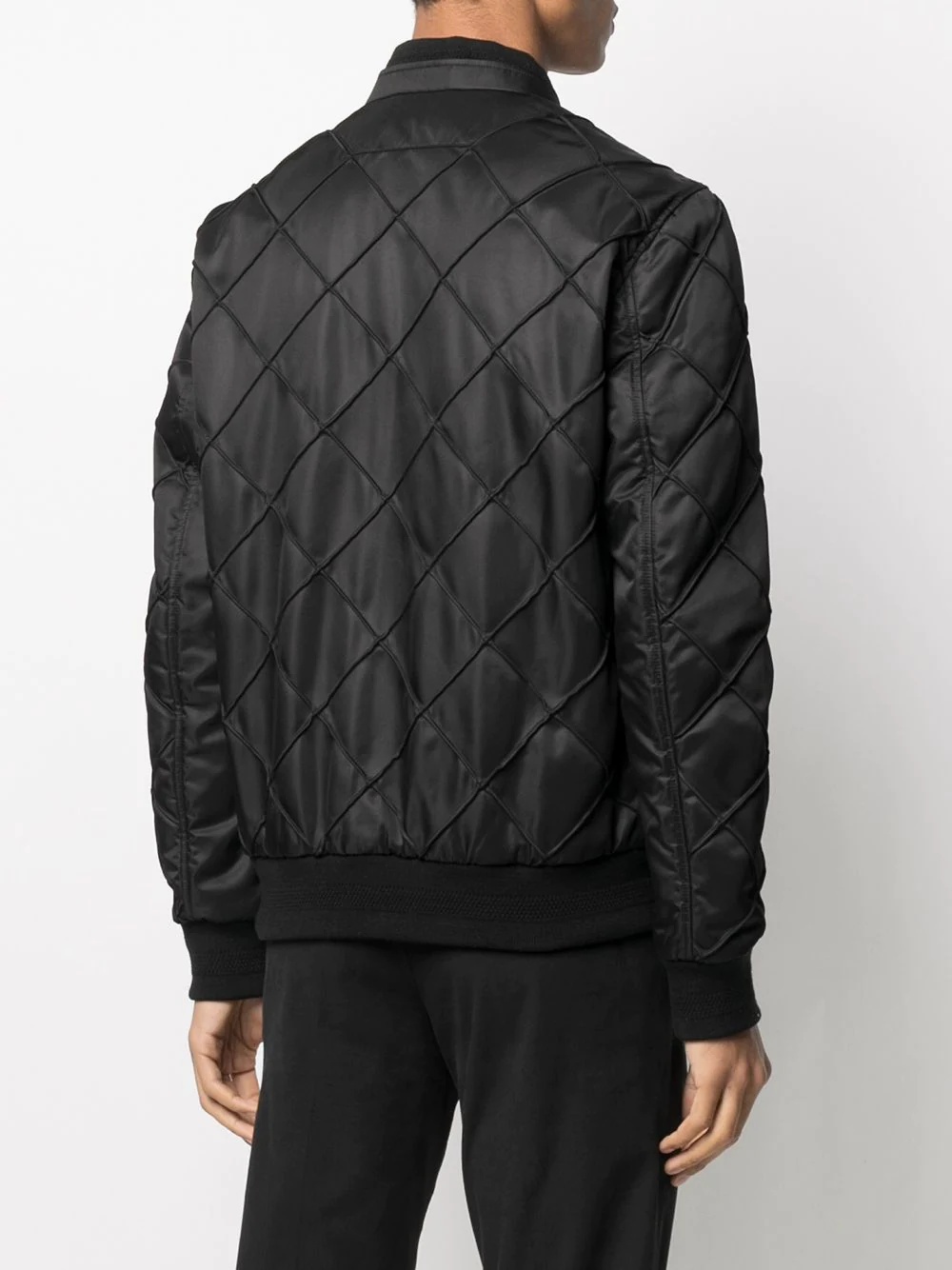 logo-plaque quilted bomber jacket - 4