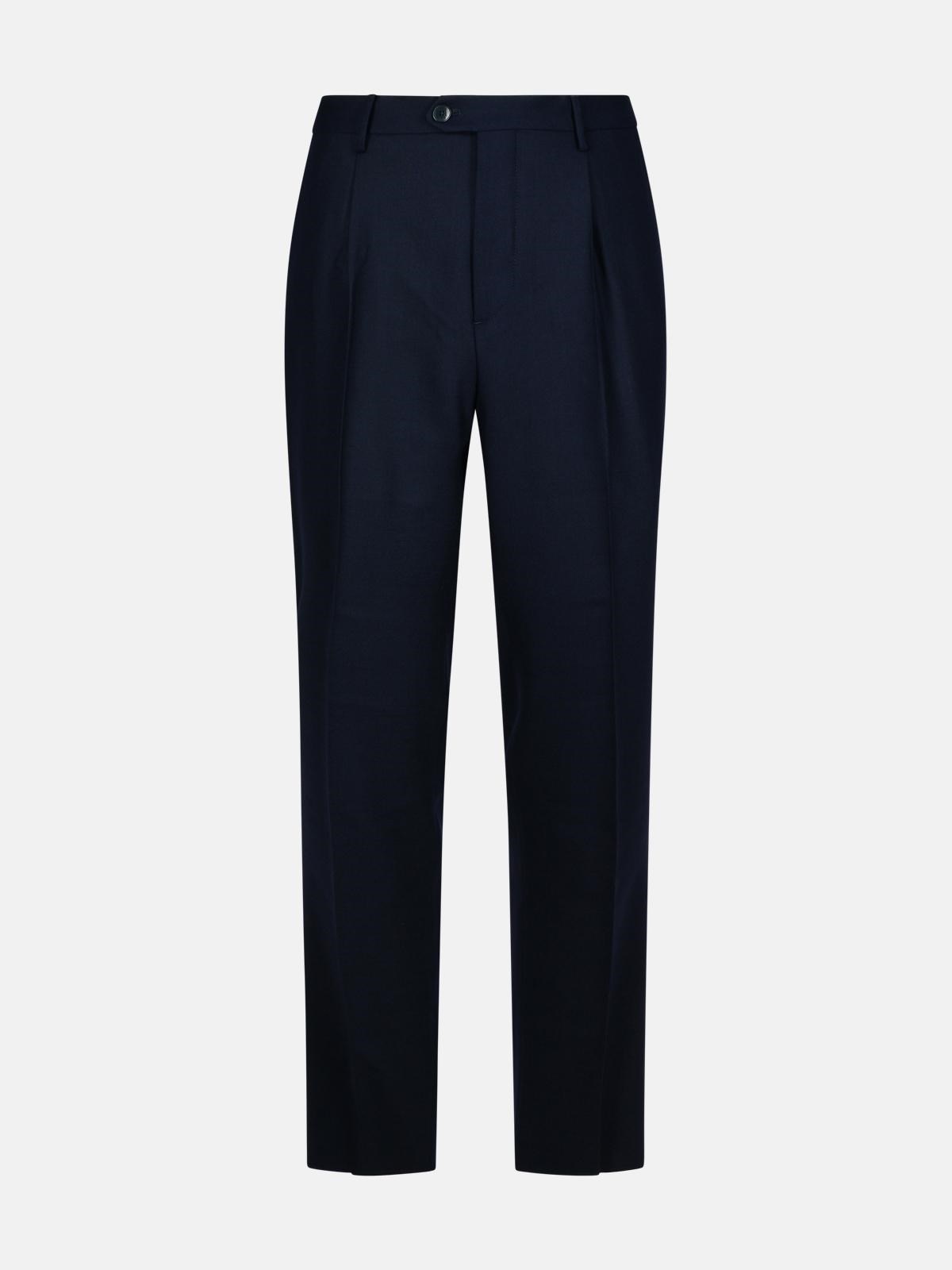 BLUE WOOL BLEND TROUSERS - 1