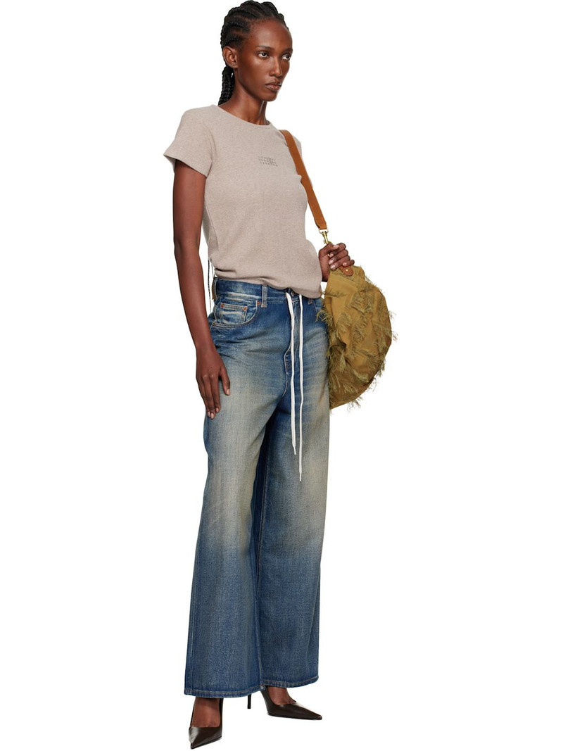 MM6 Maison Margiela Taupe Wool Blend Rib Jersey T-shirt outlook