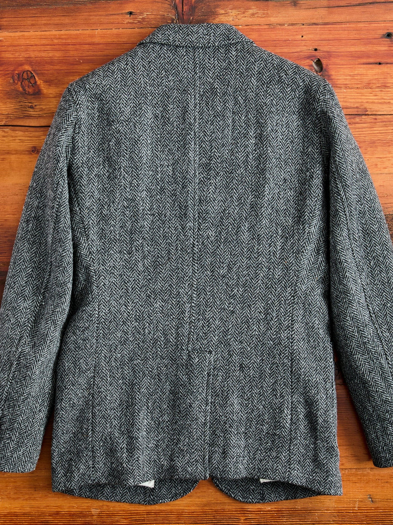 BEAMS PLUS 3B Comfort Harris Tweed Jacket in Grey Herringbone