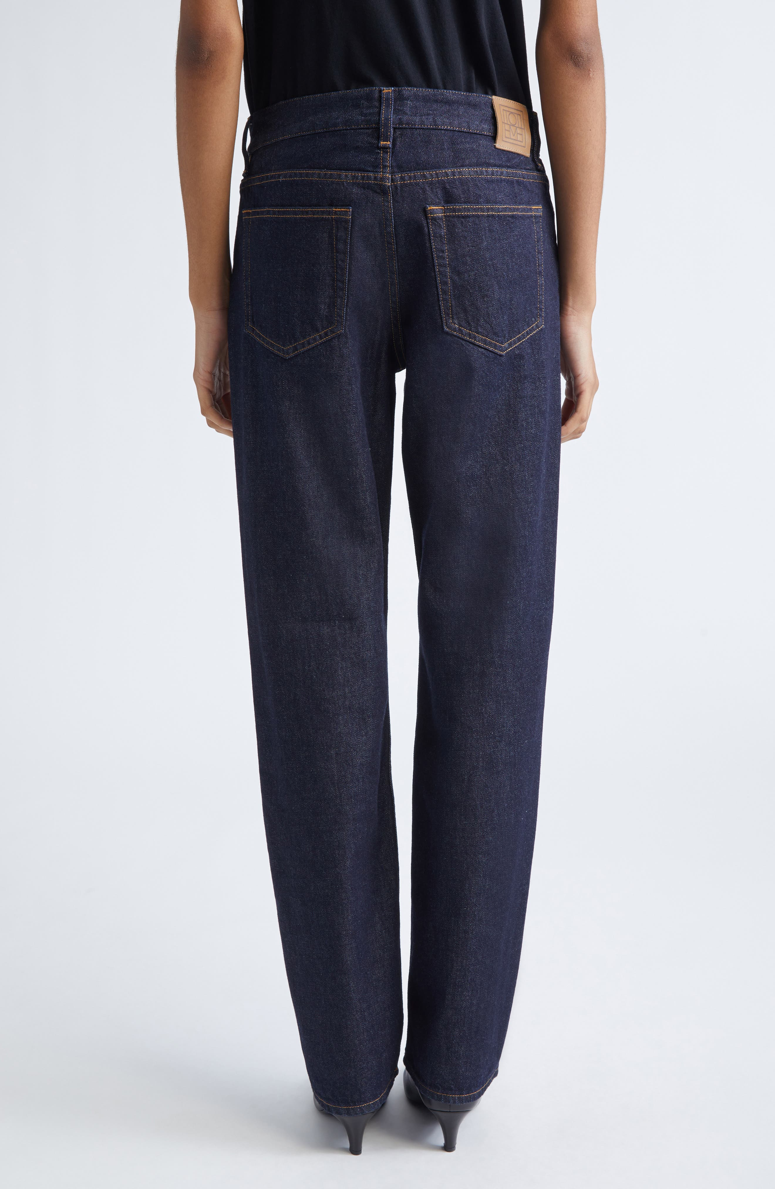 TOTEME Low Rise Organic Cotton Denim Straight Leg Jeans in Rinsed Blue at Nordstrom - 2