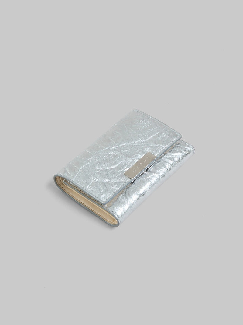 SILVER LEATHER TRIFOLD PRISMA WALLET 5