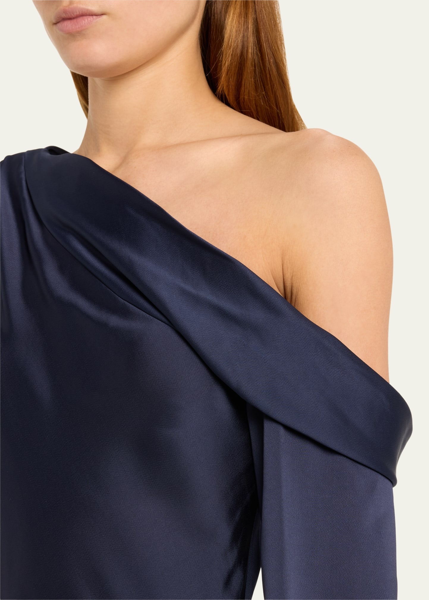 Cameron One-Shoulder Wrap-Skirt Satin Mini Dress - 5