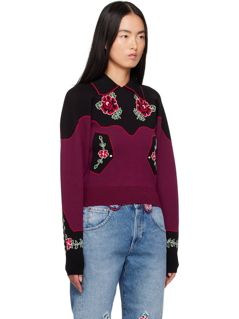 Molly Goddard Burgundy & Black Natasha Sweater outlook