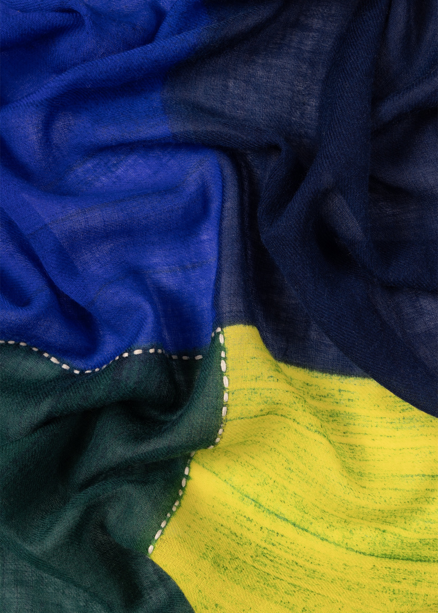 Blue Wool 'Colour Block' Scarf - 4