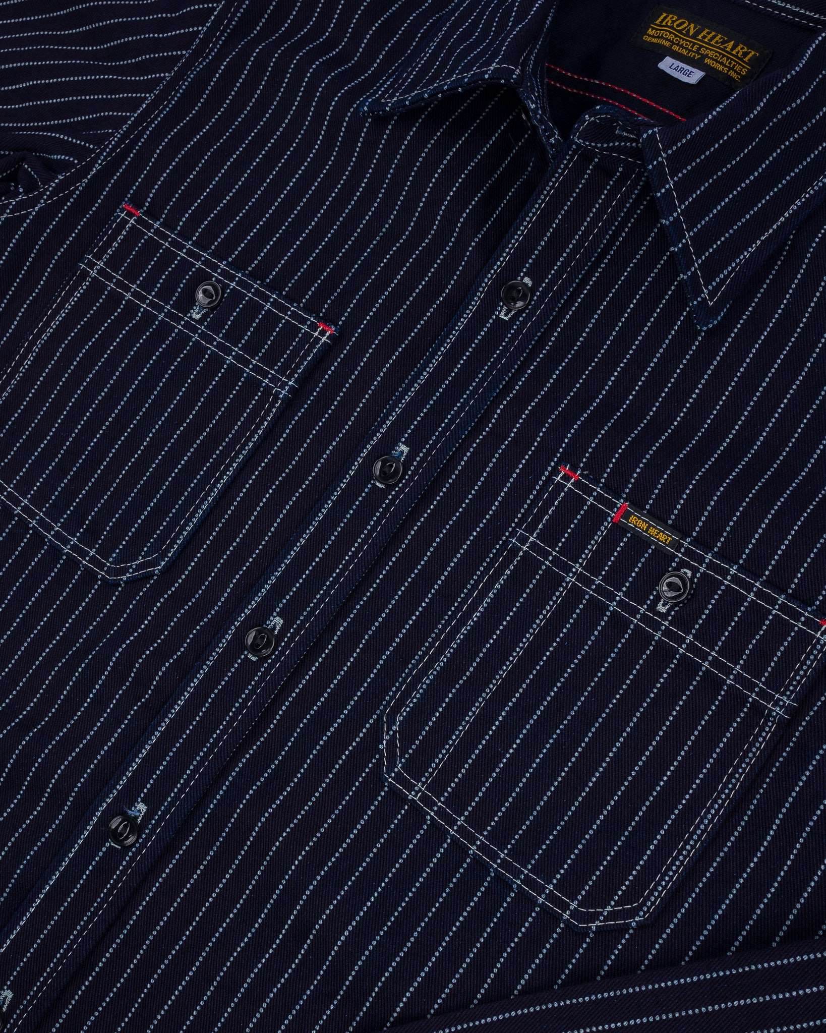IHSH-266-IND 12oz Wabash Work Shirt - Indigo with Black Buttons - 9