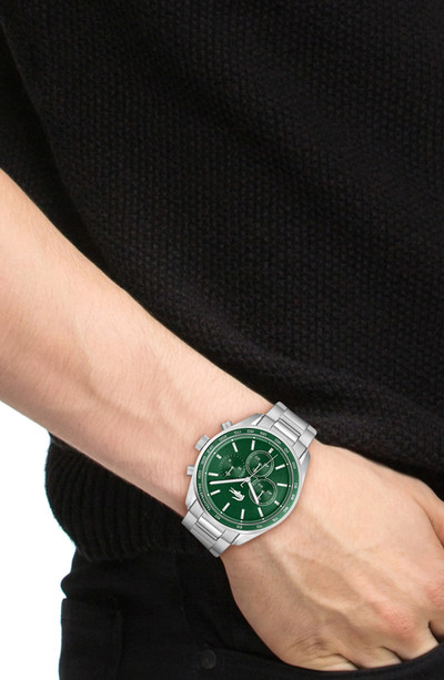 LACOSTE Vancouver Chronograph Watch, 42mm in Silver/Green outlook