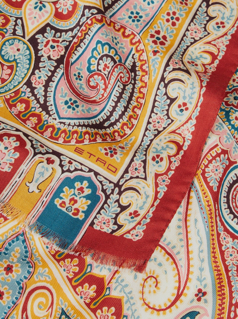 WOOL AND SILK SCARF WITH MULTICOLOURED PRINT 3