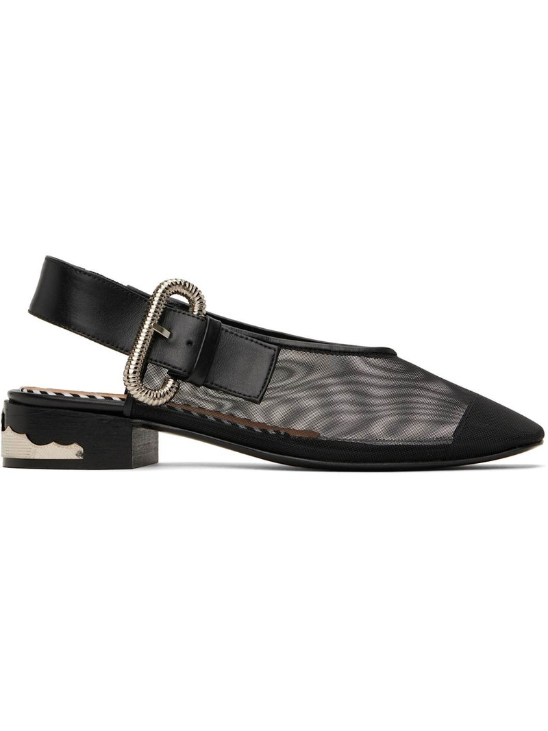 Black Mesh & Leather Flats 1
