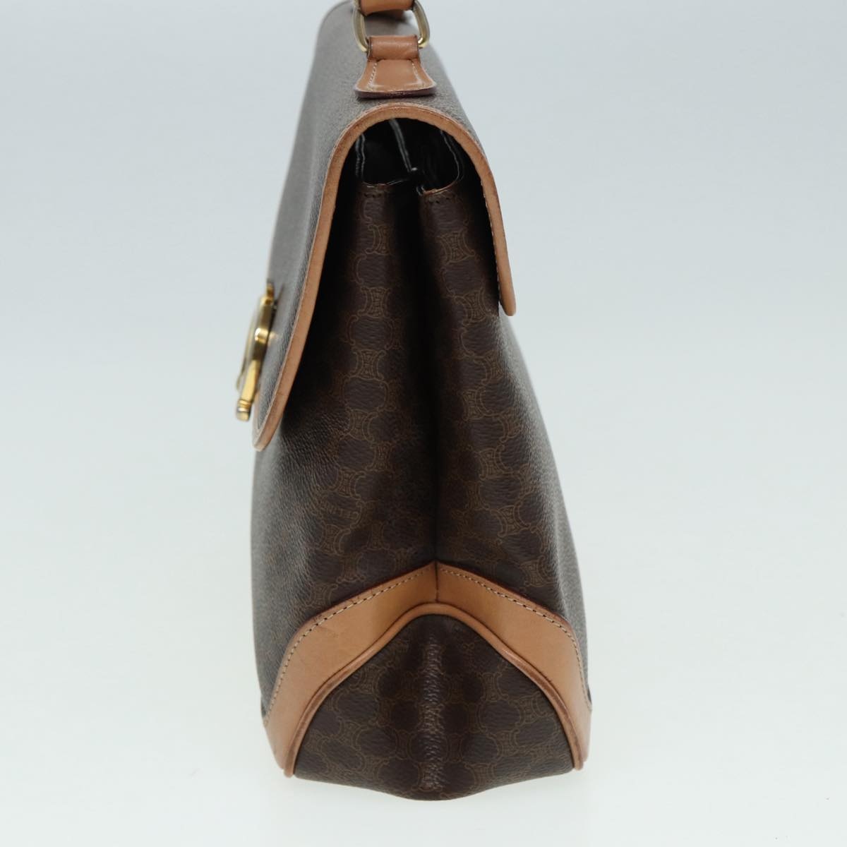CELINE Macadam Canvas Hand Bag Pvc Leather Brown Gold - 3