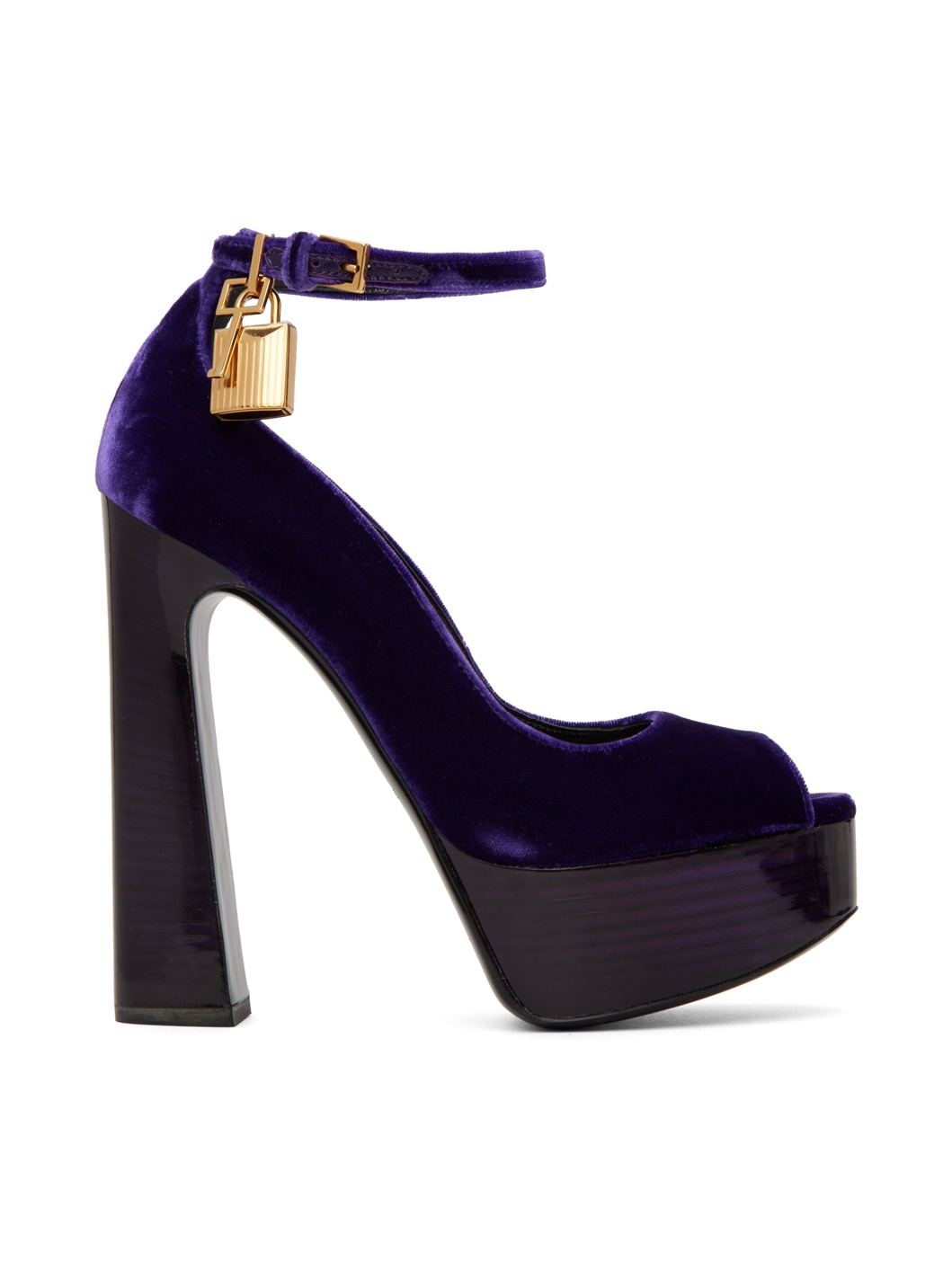 Purple Peep Toe Platform Heeled Sandals - 1