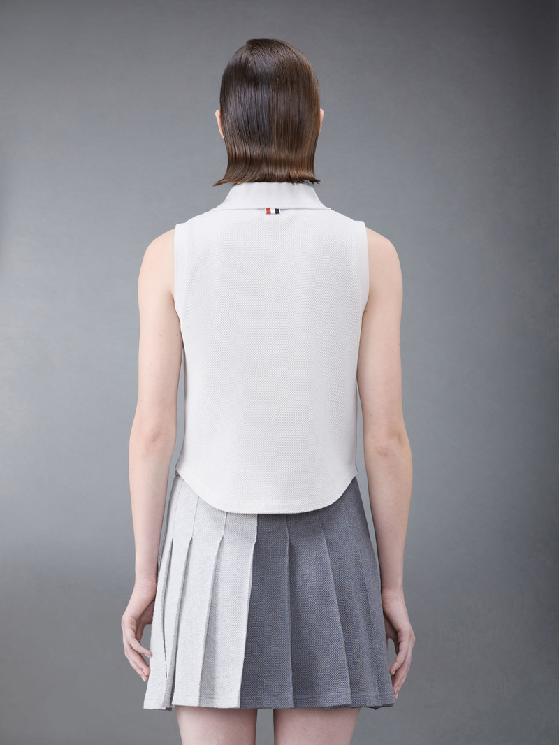Thom Browne Fun-Mix Textured Cotton Tuck Sleeveless Polo outlook