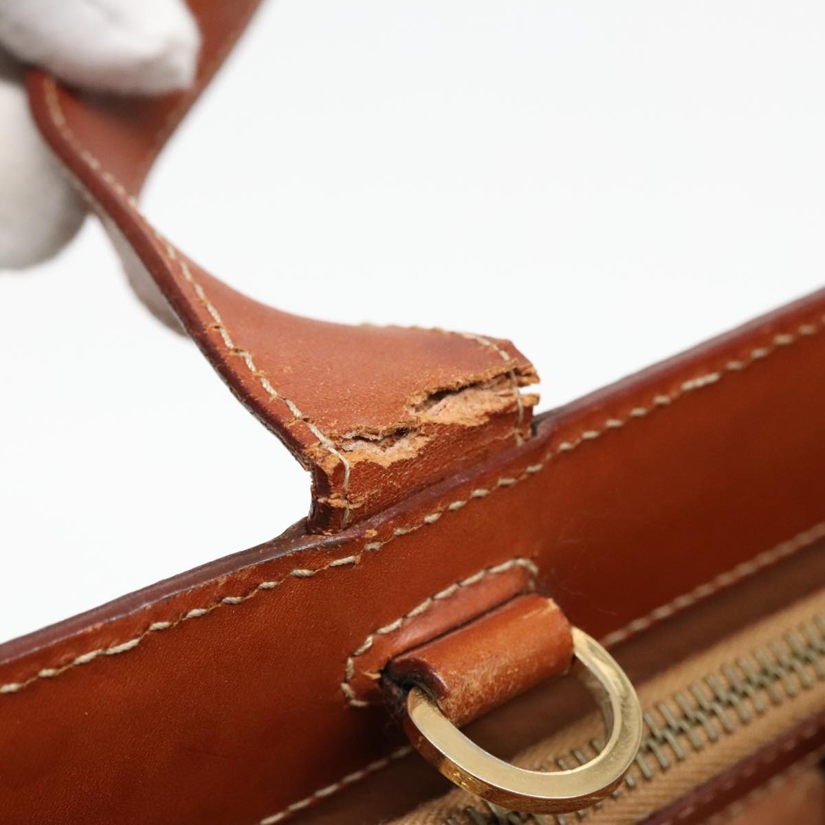 CELINE Macadam Canvas Hand Bag Pvc Leather Brown Gold - 14