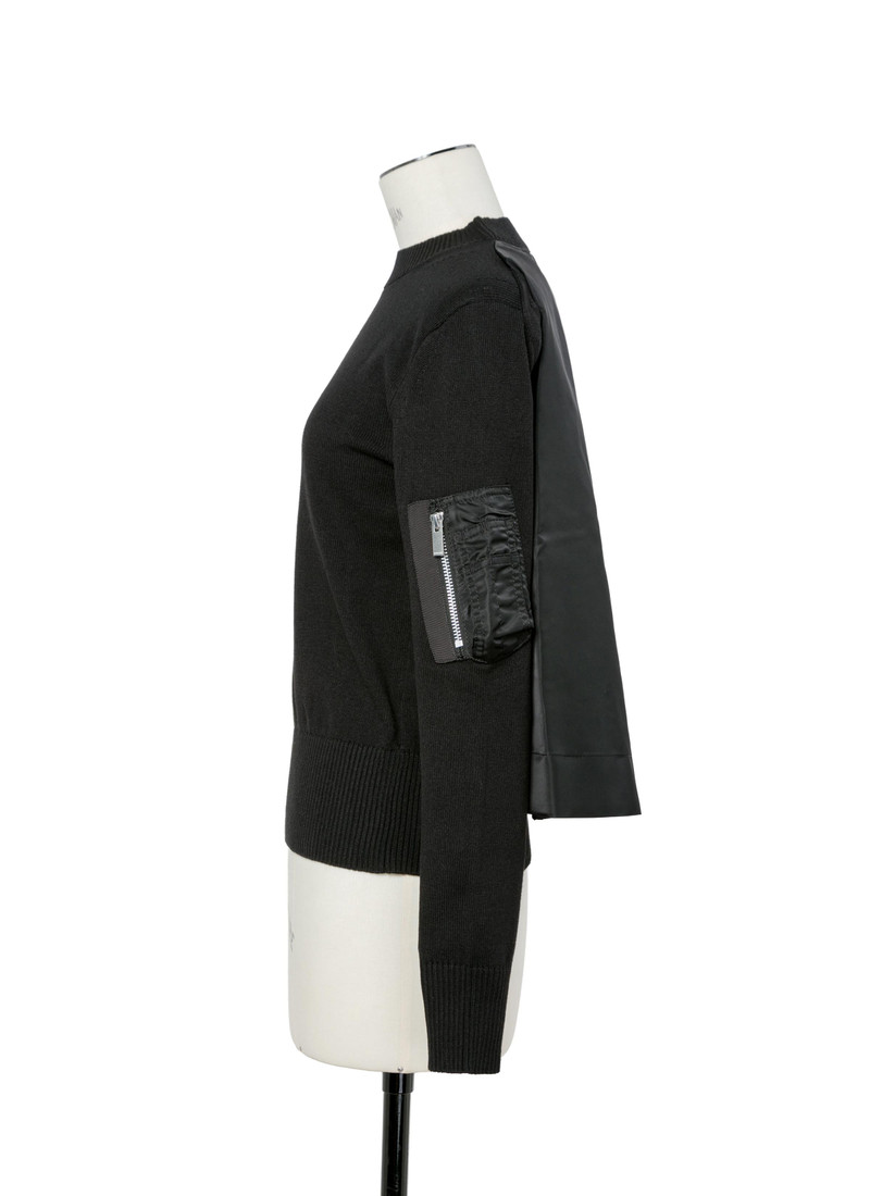 sacai Nylon Twill x Cotton Knit Pullover outlook