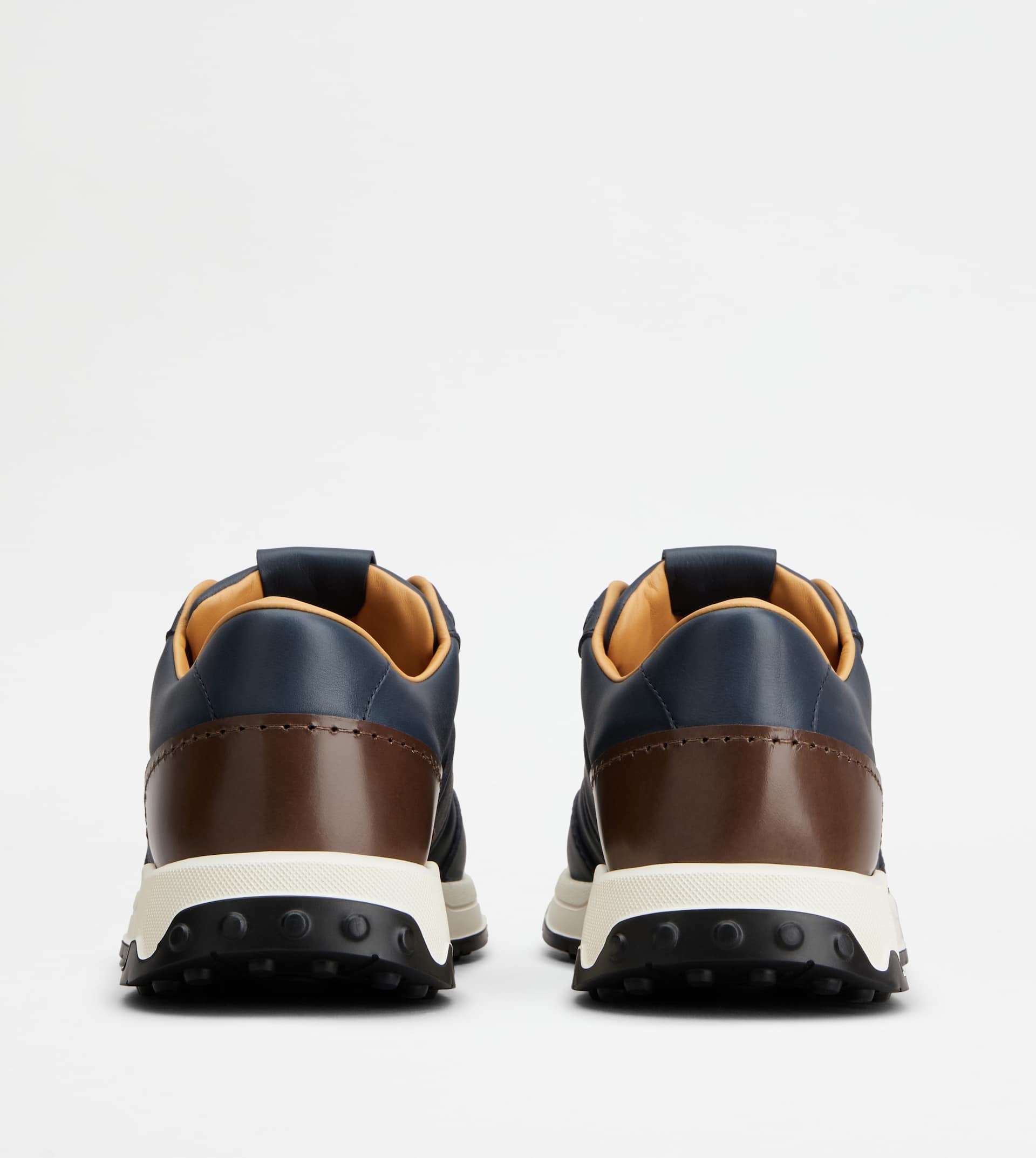 SNEAKERS IN LEATHER AND TECHNICAL FABRIC - BLUE, BROWN - 2