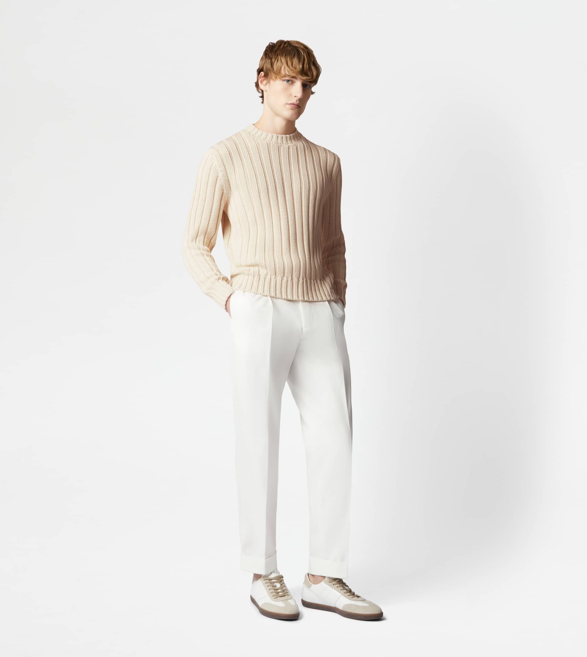 ROUND-NECK PULLOVER - WHITE - 2