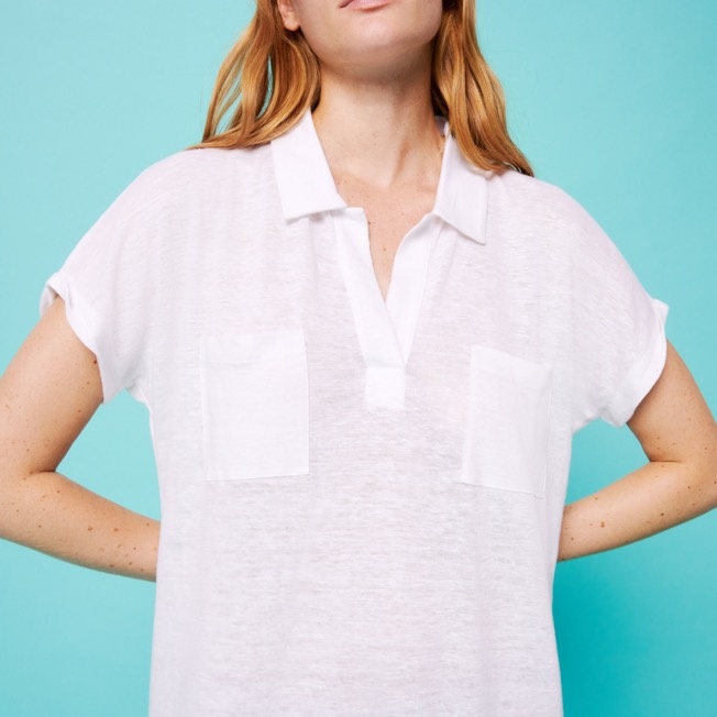 Women Linen Long Polo Dress Solid - 5