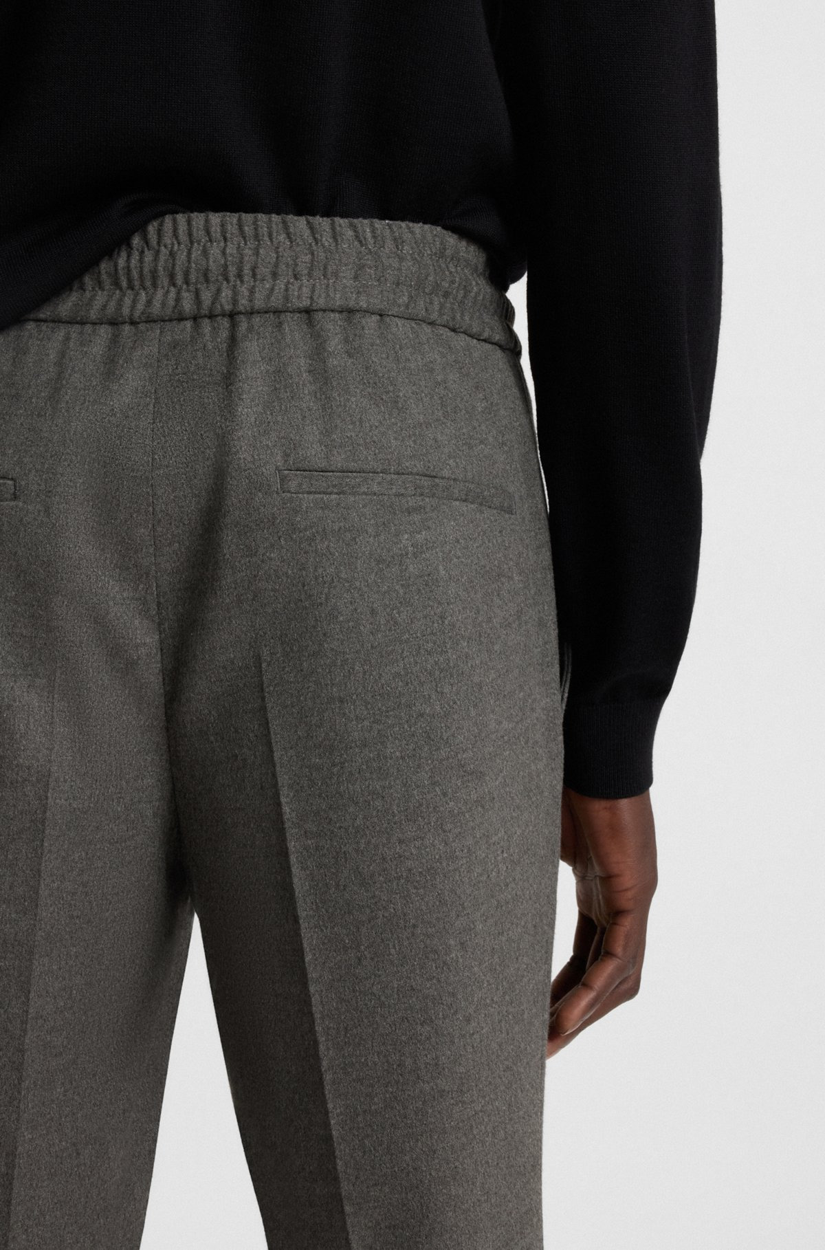 SLIM-FIT PANTS IN MELANGE STRETCH COTTON - 5