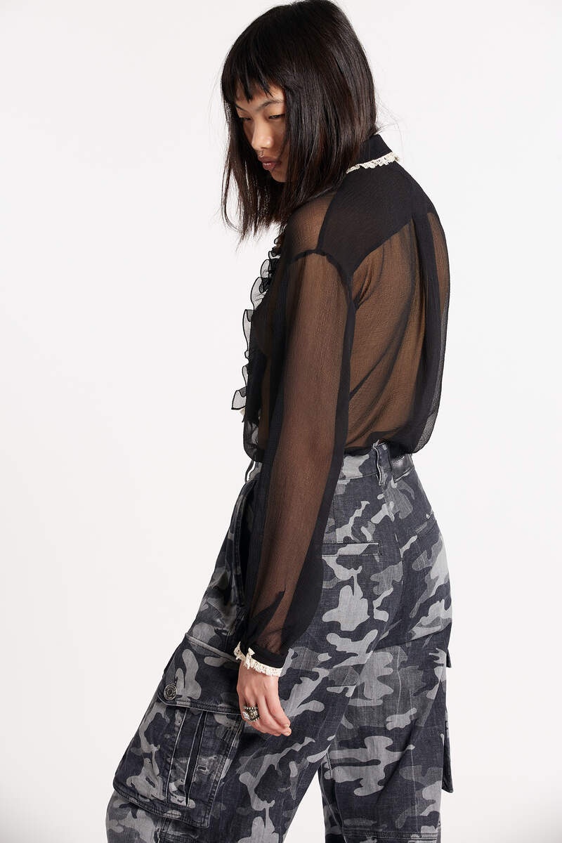 SILKY LACE TRIMMED SHIRT - 4