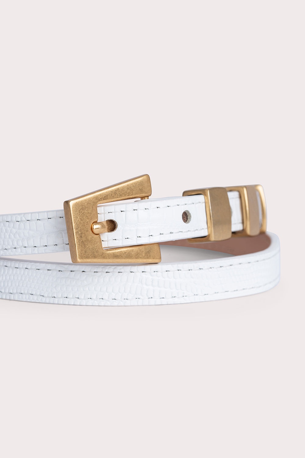 Vic White Lizard Embossed Leather - 3