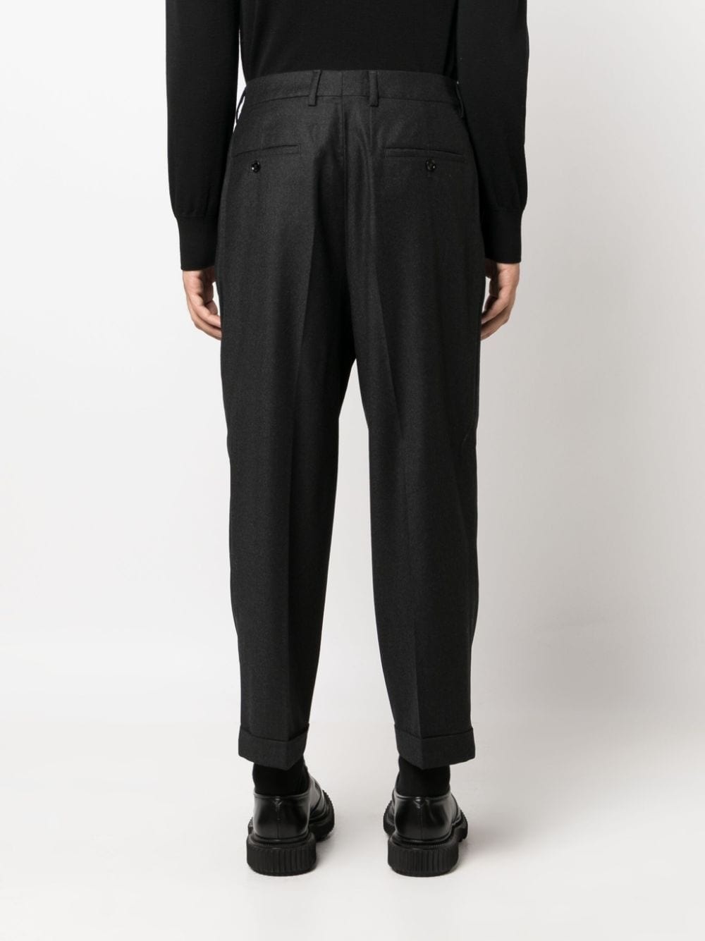 pleated virgin wool tapered trousers - 4