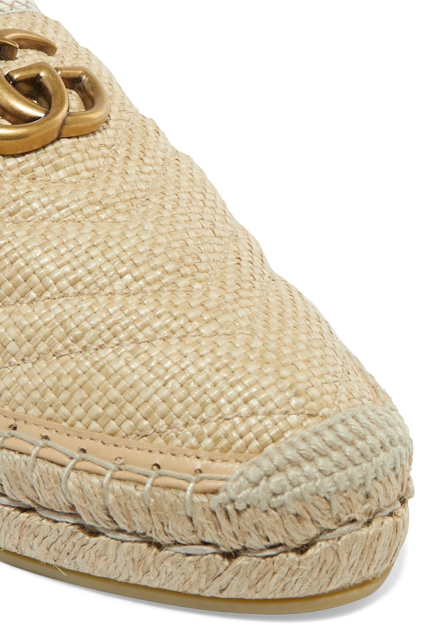 Pilar elaphe-trimmed raffia espadrille slippers - 5