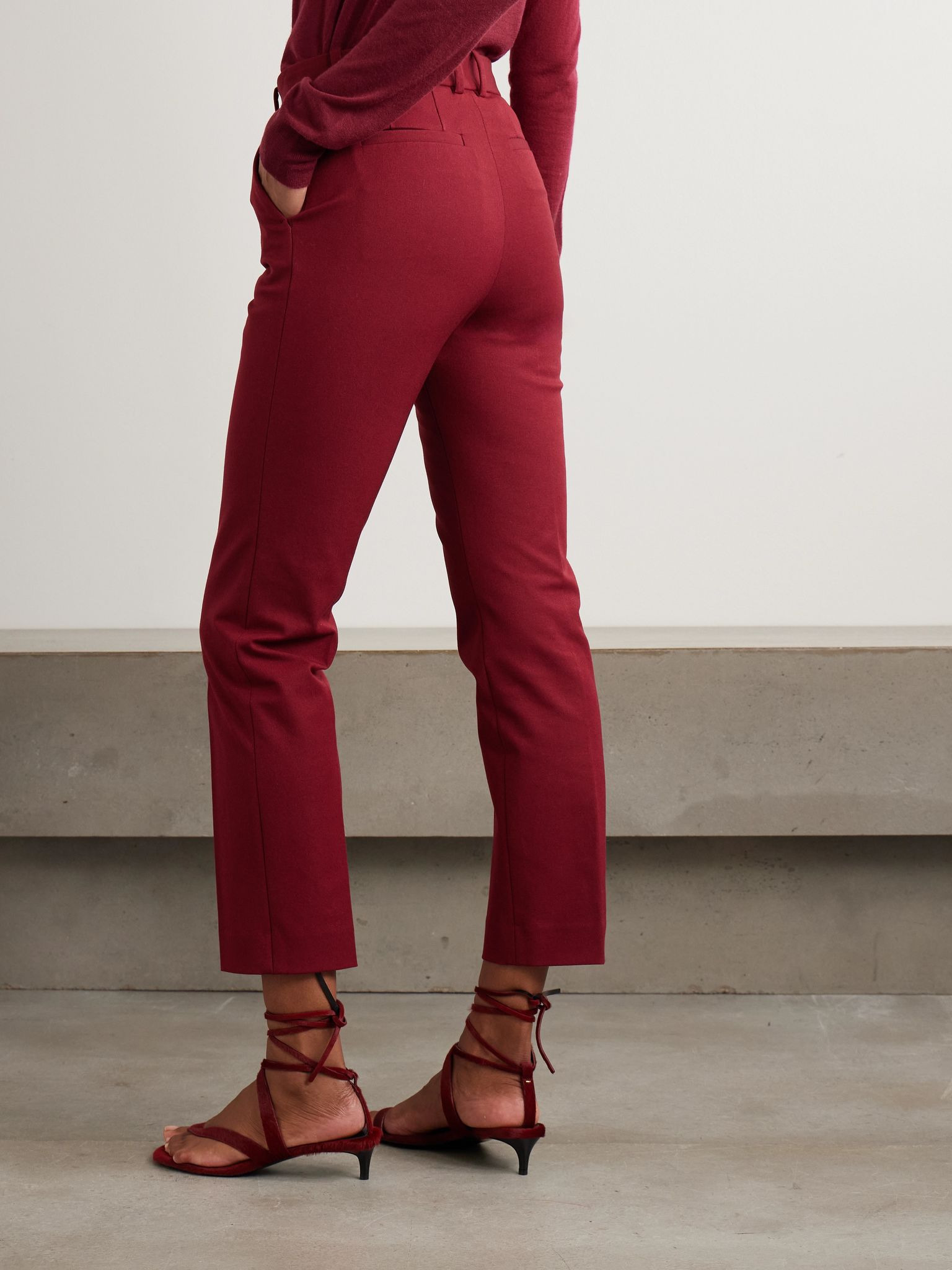 Coleman cropped stretch-twill straight-leg pants Red - 4