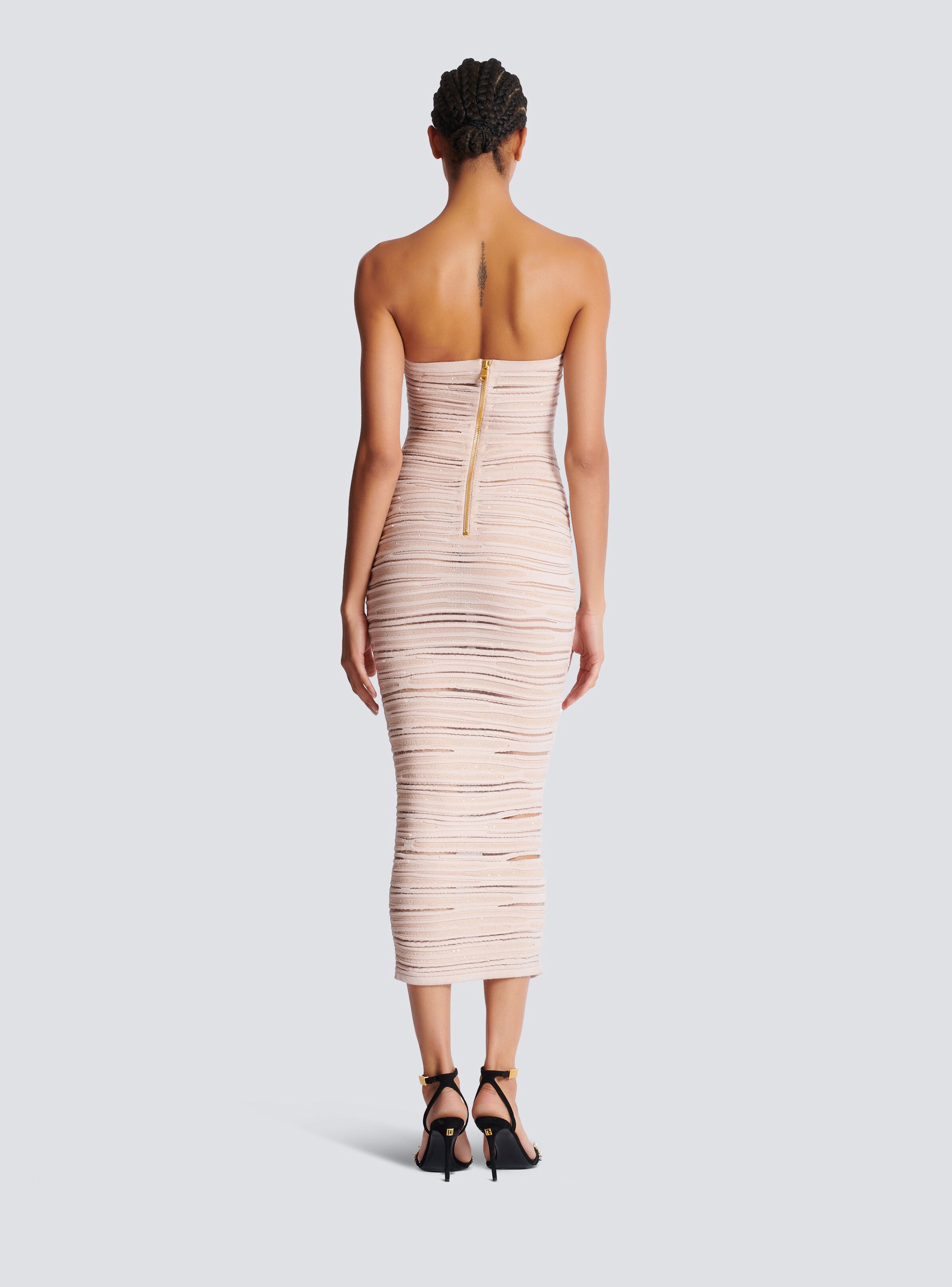 Strapless dress in shiny rolled knit - 4