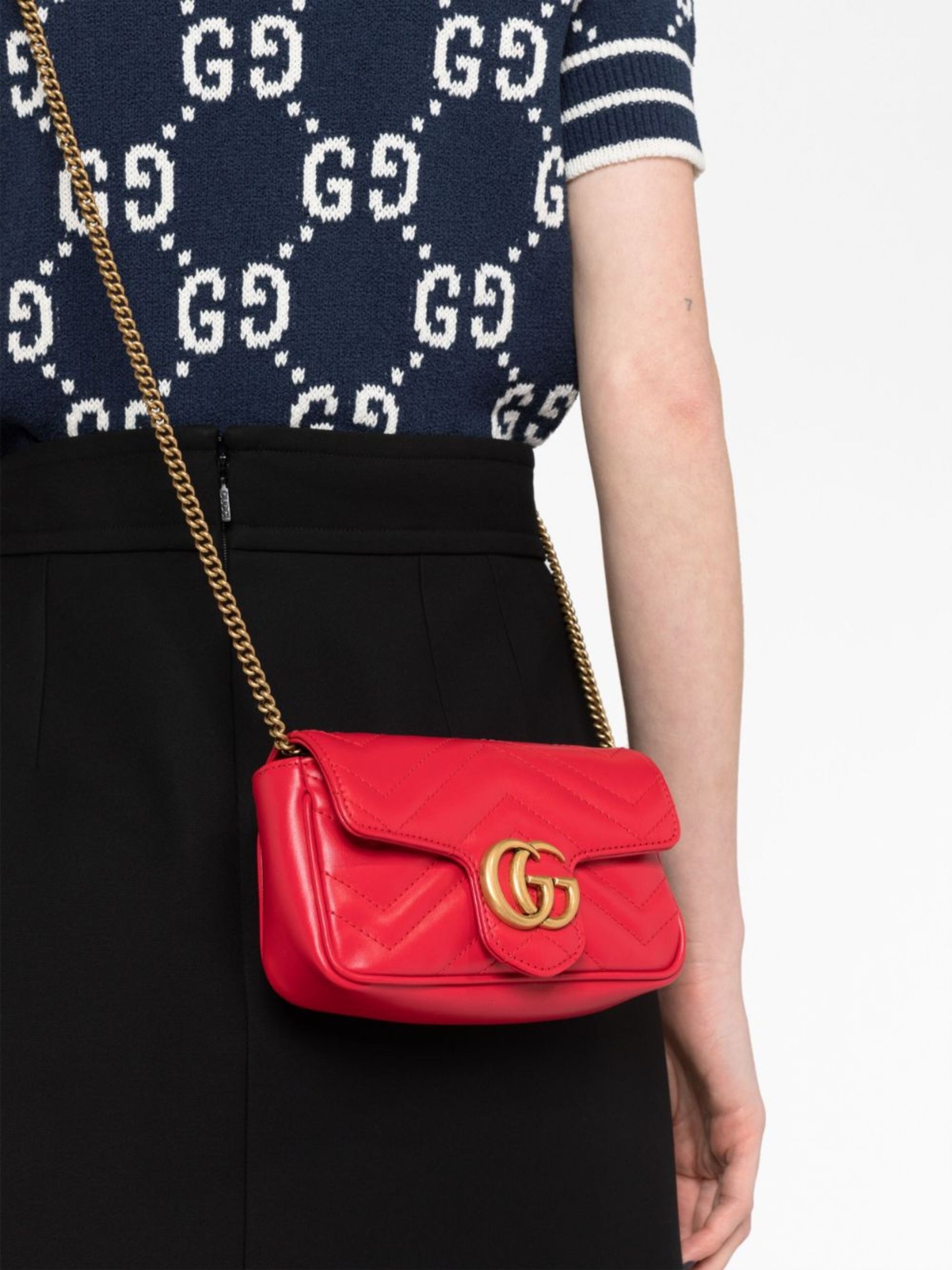 GUCCI Red GG Marmont Super Mini Leather Shoulder Bag brownsfashion REVERSIBLE