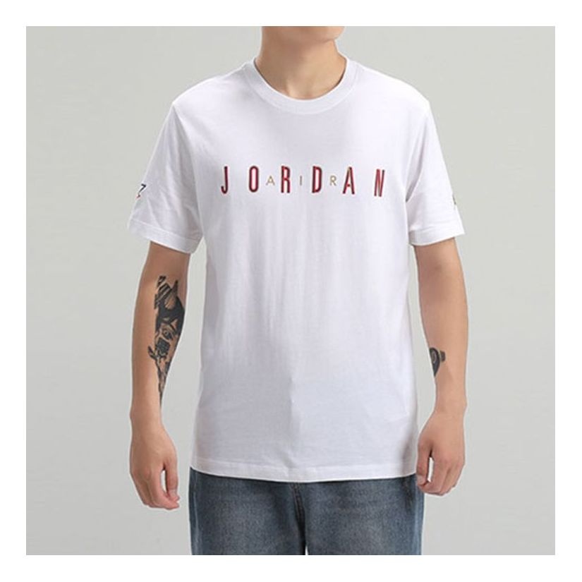 Air Jordan SPORT DNA Short Sleeve Round Neck Tops White / Metallic Gold CN3331-100 - 1