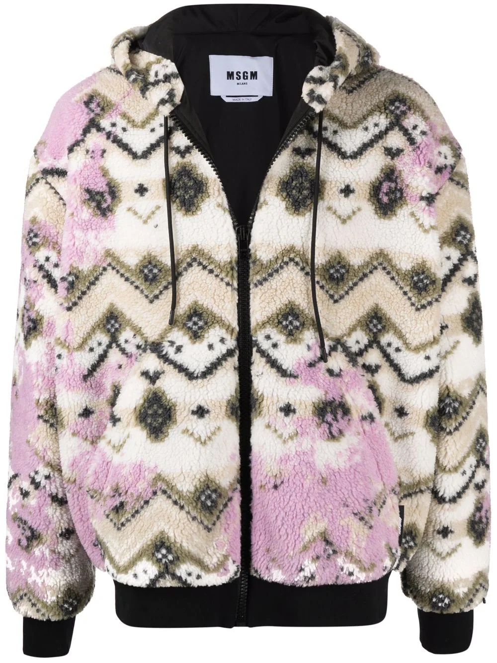 geometric print hooded jacket - 1
