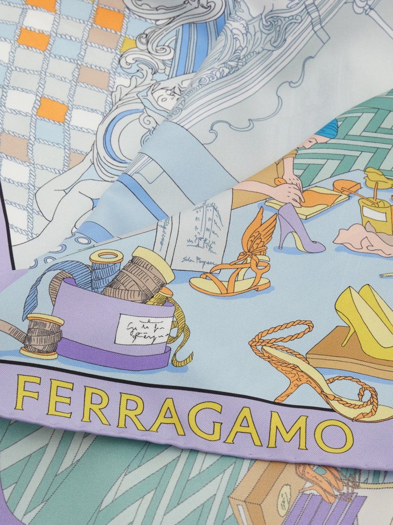 FERRAGAMO Oggetti print silk foulard outlook