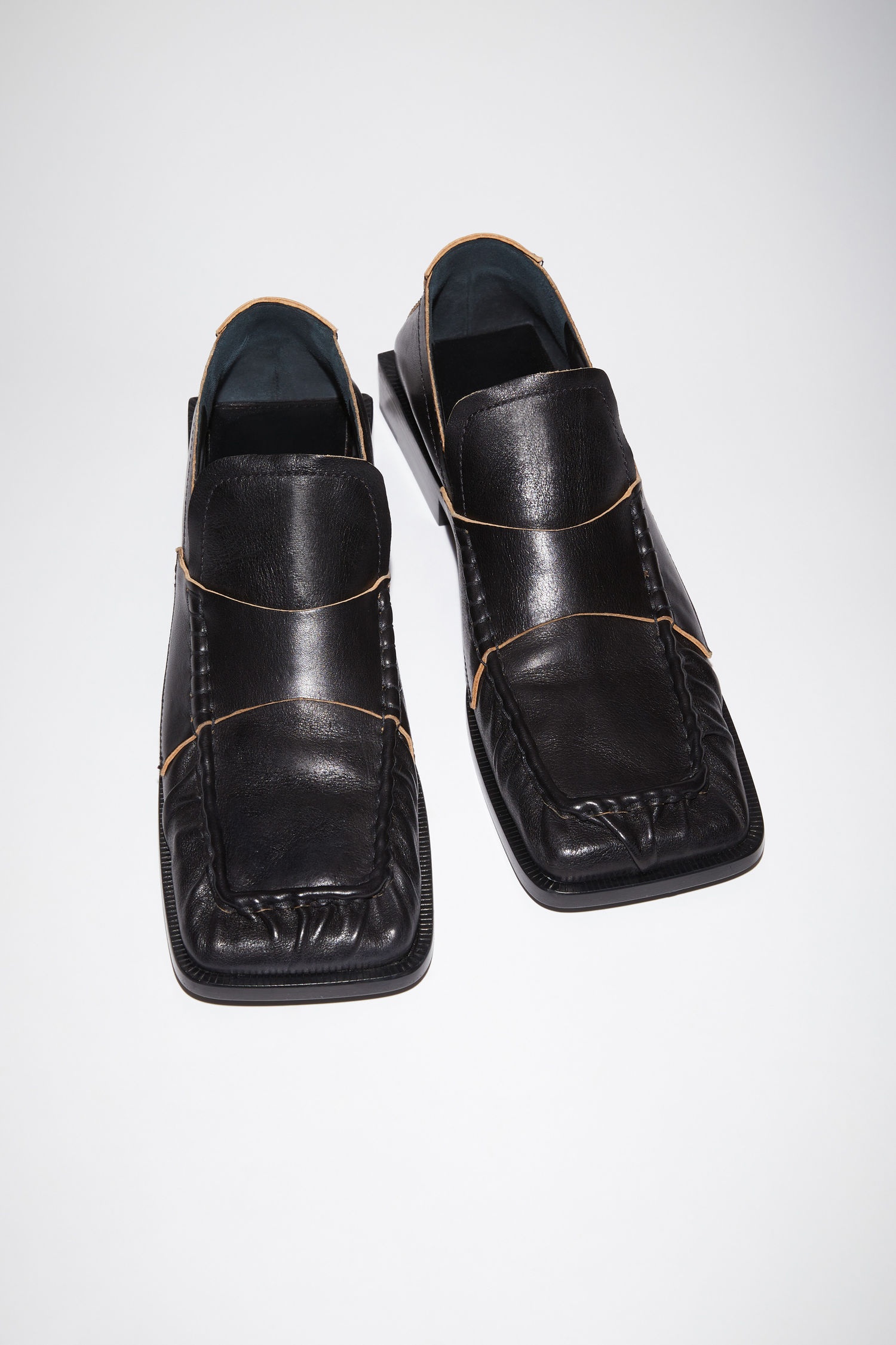 Square Toe Loafers - Black - 2