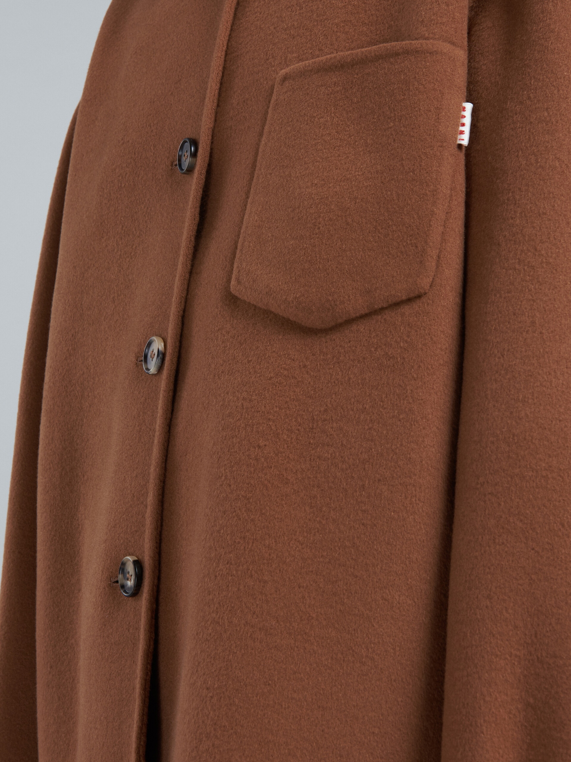 LONG BROWN WOOL OVERSHIRT - 5