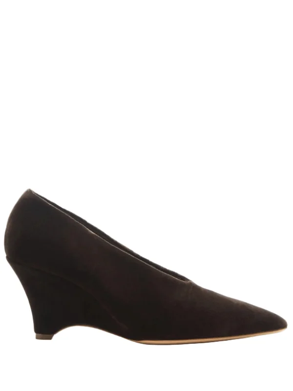 Victoria Decolette Wedge in Visone Velvet - 1