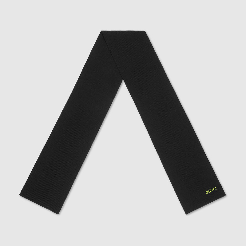 GUCCI Wool scarf with embroidery outlook