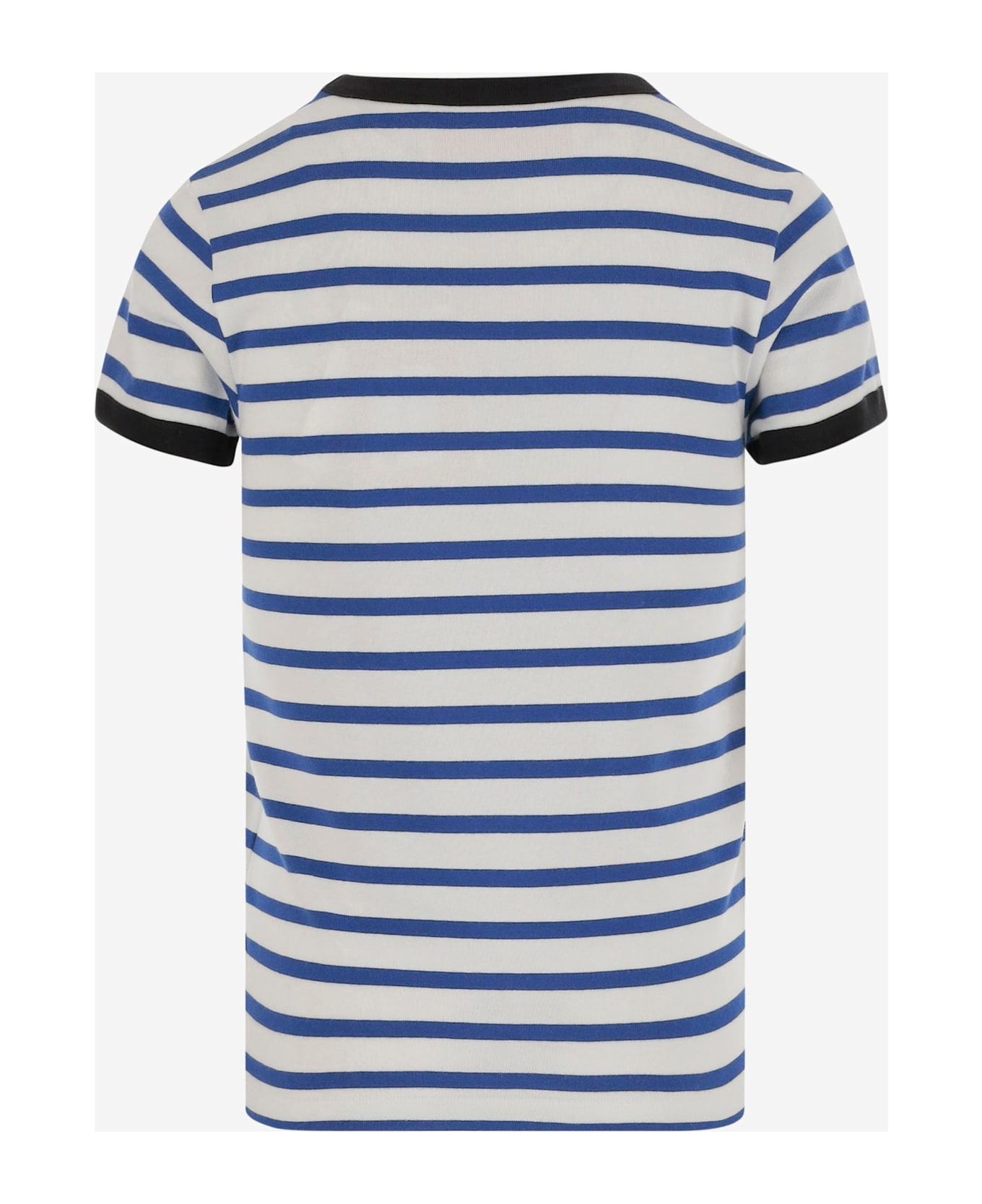 White And Blue Cotton T-shirt - 2