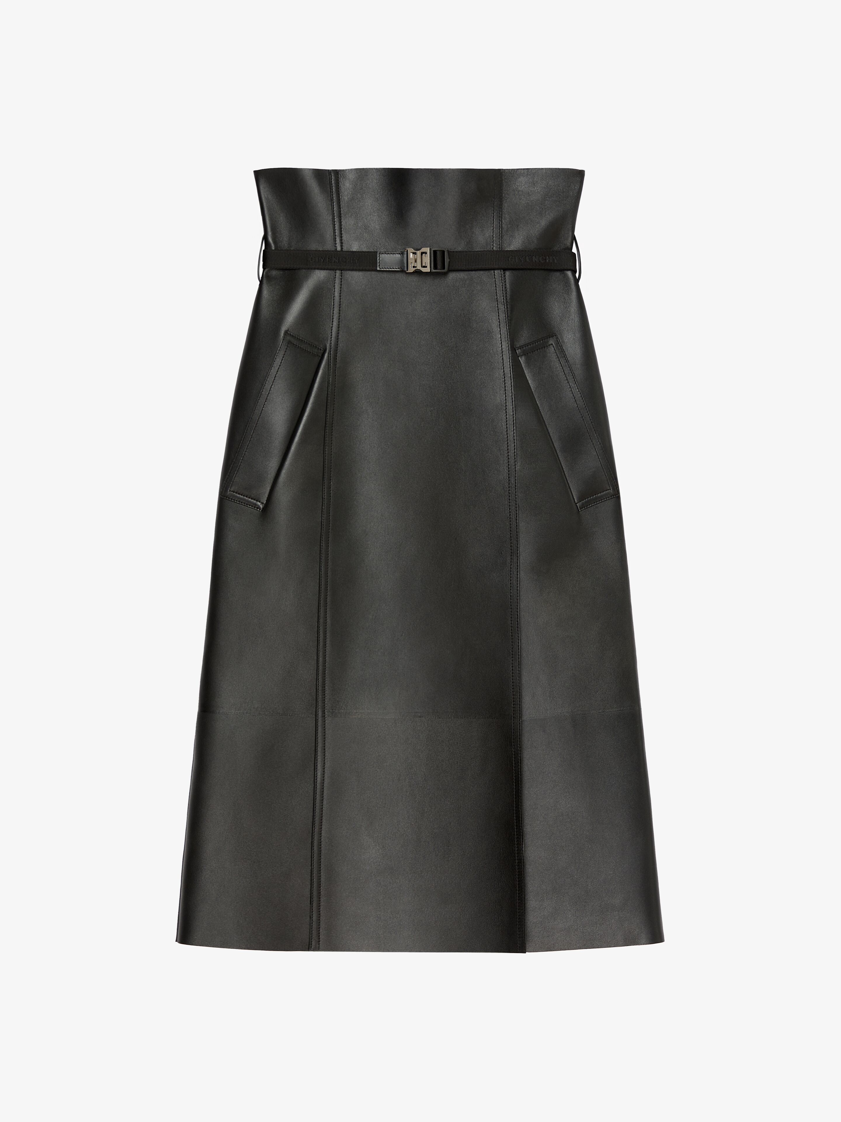 WRAP SKIRT IN LEATHER WITH 4G BELT - 1