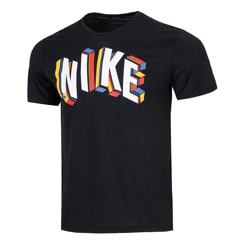 Men's Nike Large Logo Alphabet Printing Round Neck Short Sleeve Black T-Shirt DM6667-011 1
