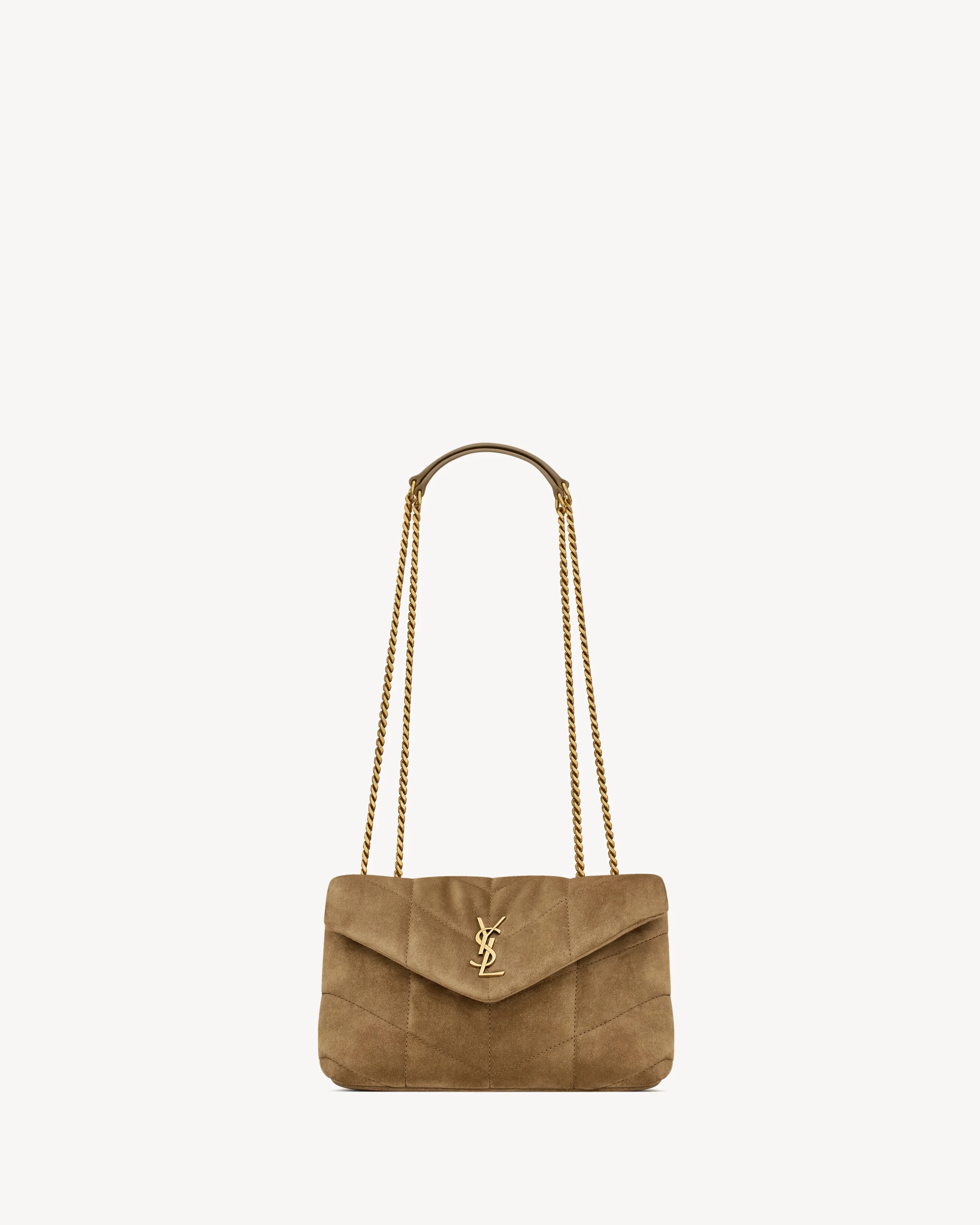 뚱 베어 장난감 quilted leather-trimmed 스웨드 어깨 가방 - 1