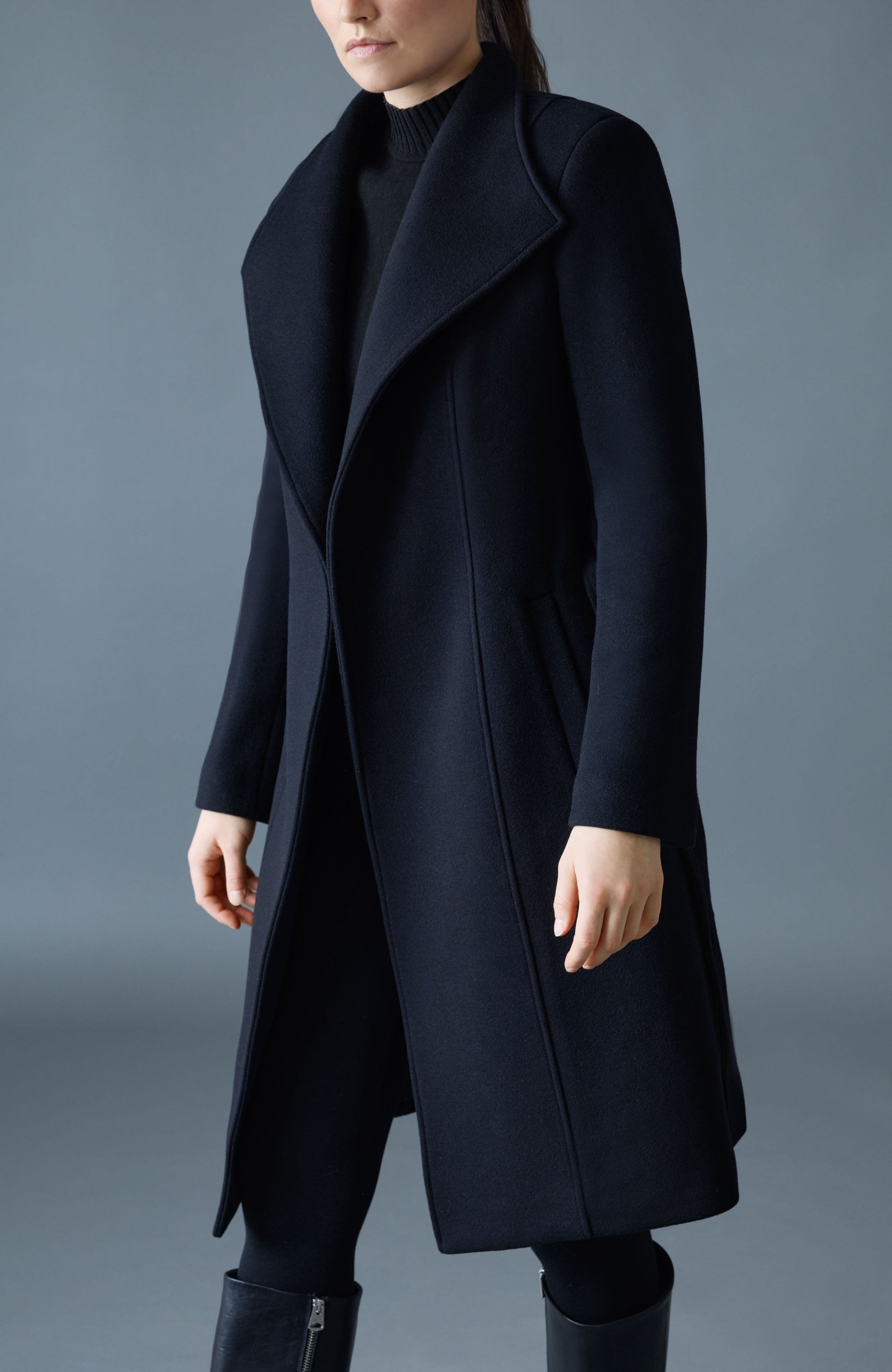NORITA-Z 2-in-1 double face wool coat with sash - 5