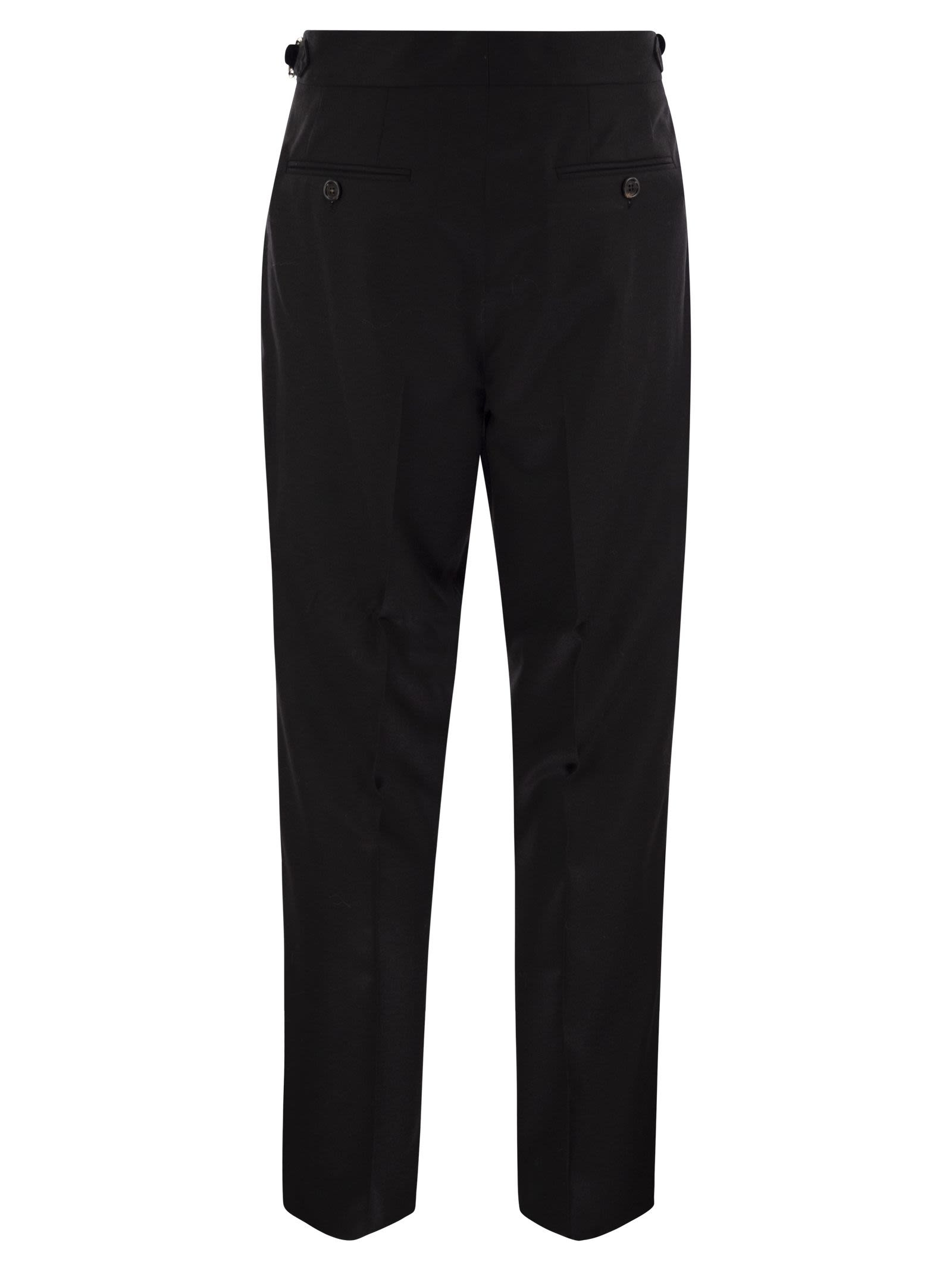 Brunello Cucinelli Men Tailor-Fit Trousers In Virgin Wool Canvas With Double Inverted Darts And Buck - 2