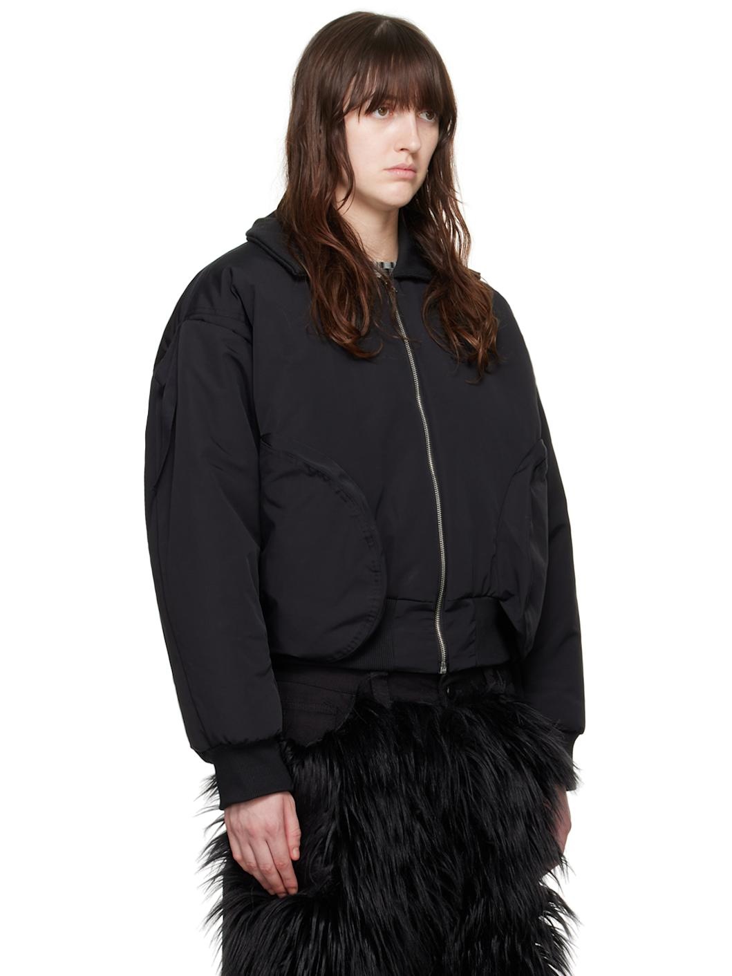 Black Padded Bomber Jacket - 2